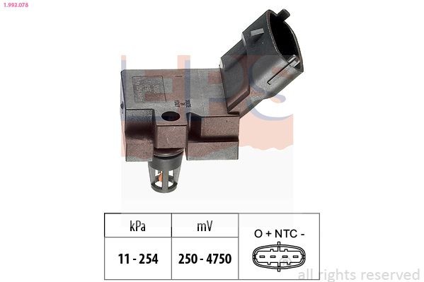 EPS 1.993.078 Air Pressure Sensor, height adaptation Pressure from 11 kPa, Pressure to 254 kPa, Made in Italy - OE Equivalent