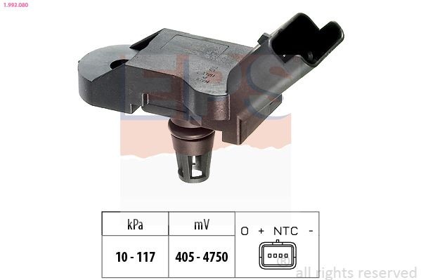 EPS 1.993.080 Air Pressure Sensor, height adaptation Pressure from 10 kPa, Pressure to 117 kPa, Made in Italy - OE Equivalent