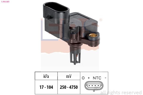 EPS 1.993.081 Air Pressure Sensor, height adaptation Pressure from 17 kPa, Pressure to 104 kPa, Made in Italy - OE Equivalent