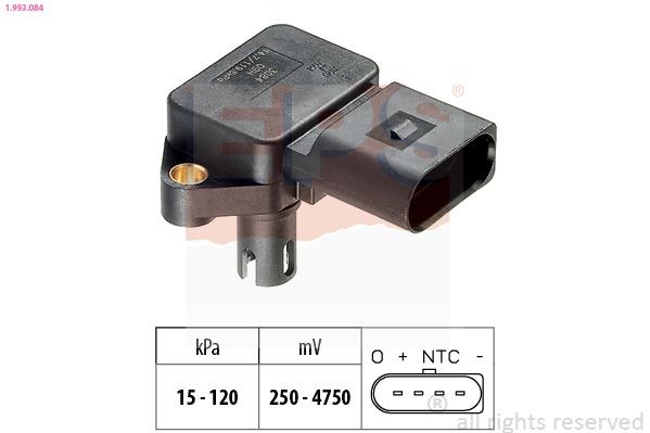 EPS 1.993.084 Air Pressure Sensor, height adaptation Pressure from 15 kPa, Pressure to 120 kPa, Made in Italy - OE Equivalent