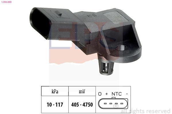 EPS 1.993.090 Air Pressure Sensor, height adaptation Pressure from 10 kPa, Pressure to 117 kPa, Made in Italy - OE Equivalent