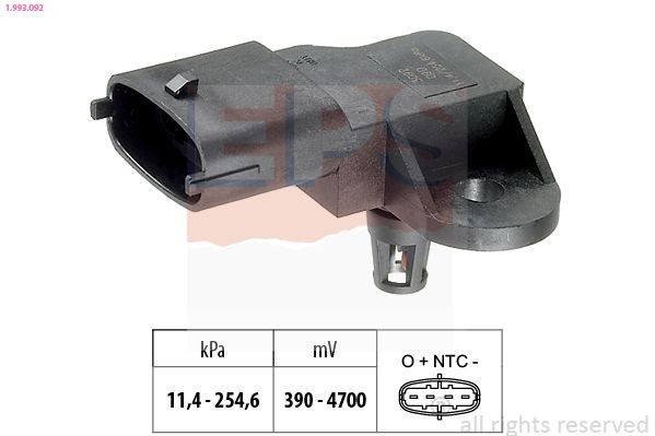 EPS 1.993.092 Air Pressure Sensor, height adaptation Pressure from 11 kPa, Pressure to 255 kPa, Made in Italy - OE Equivalent