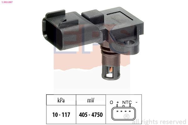 EPS 1.993.097 Air Pressure Sensor, height adaptation Pressure from 10 kPa, Pressure to 117 kPa, Made in Italy - OE Equivalent