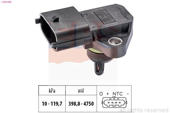 EPS 1.993.098 Air Pressure Sensor, height adaptation Pressure from 10 kPa, Pressure to 120 kPa, Made in Italy - OE Equivalent