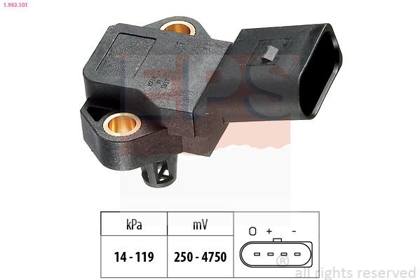 FACET 10.3101 EPS Pressure from 14 kPa, Pressure to 119 kPa, Made in Italy - OE Equivalent Air Pressure Sensor, height adaptation 1.993.101 buy