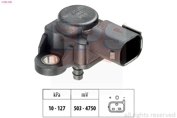 EPS 1.993.106 Air Pressure Sensor, height adaptation Pressure from 10 kPa, Pressure to 127 kPa, Made in Italy - OE Equivalent