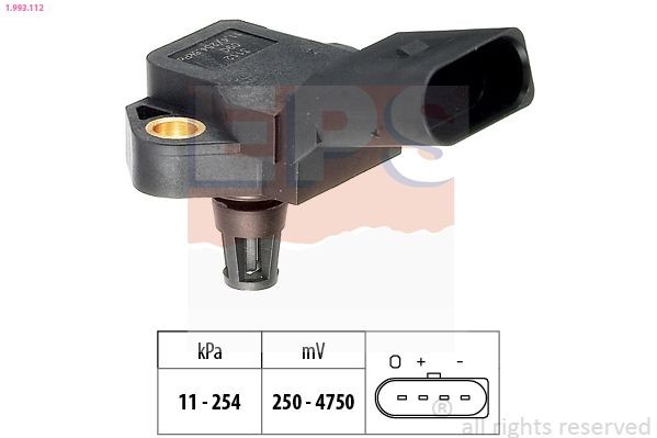 EPS 1.993.112 Air Pressure Sensor, height adaptation Pressure from 11 kPa, Pressure to 254 kPa, Made in Italy - OE Equivalent