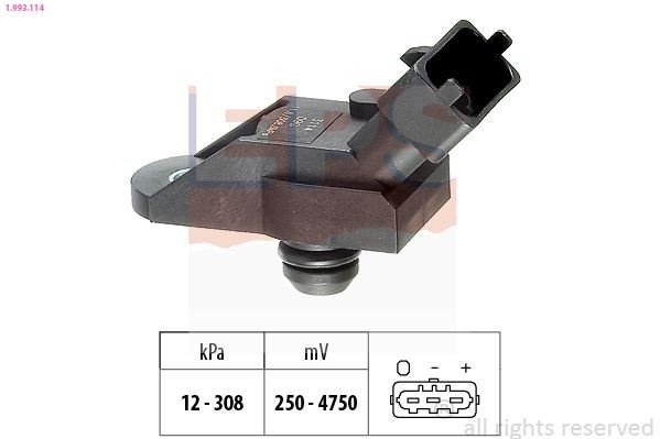 EPS 1.993.114 Air Pressure Sensor, height adaptation Pressure from 12 kPa, Pressure to 308 kPa, Made in Italy - OE Equivalent