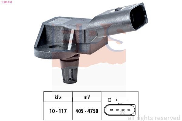 EPS 1.993.157 Air Pressure Sensor, height adaptation Pressure from 10 kPa, Pressure to 117 kPa, without connector parts, without connecting pipe, Made in Italy - OE Equivalent