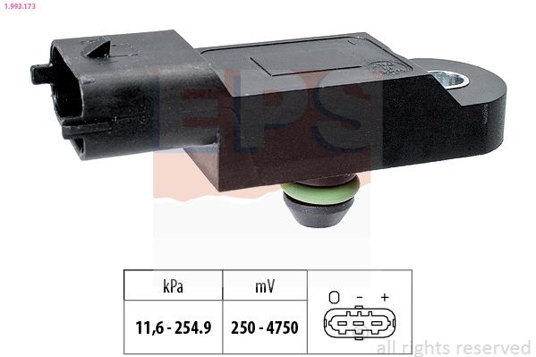 EPS 1.993.173 Air Pressure Sensor, height adaptation Pressure from 12 kPa, Pressure to 255 kPa, Made in Italy - OE Equivalent