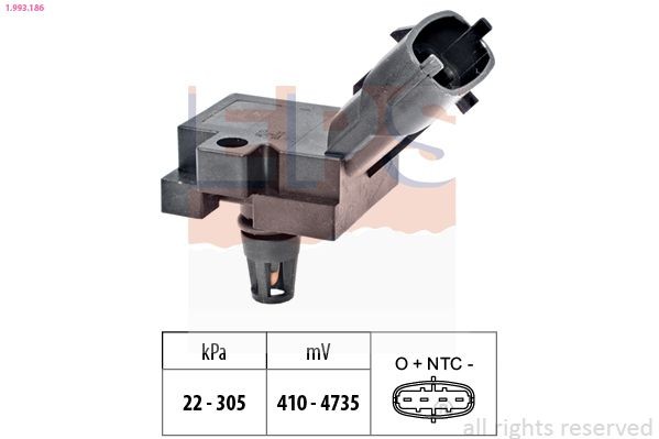 EPS 1.993.186 Air Pressure Sensor, height adaptation Pressure from 22 kPa, Pressure to 305 kPa, Made in Italy - OE Equivalent