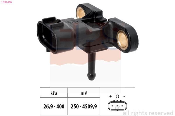 FACET 10.3198 EPS Pressure from 27 kPa, Pressure to 400 kPa, Made in Italy - OE Equivalent Air Pressure Sensor, height adaptation 1.993.198 buy