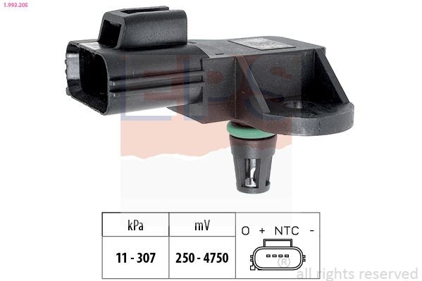 EPS 1.993.205 Air Pressure Sensor, height adaptation Pressure from 11 kPa, Pressure to 307 kPa, Made in Italy - OE Equivalent