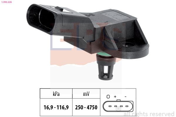 FACET 10.3226 EPS Pressure from 17 kPa, Pressure to 117 kPa, Made in Italy - OE Equivalent Air Pressure Sensor, height adaptation 1.993.226 buy