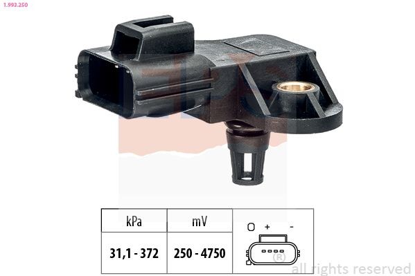 EPS 1.993.250 Air Pressure Sensor, height adaptation Pressure from 31 kPa, Pressure to 372 kPa, Made in Italy - OE Equivalent