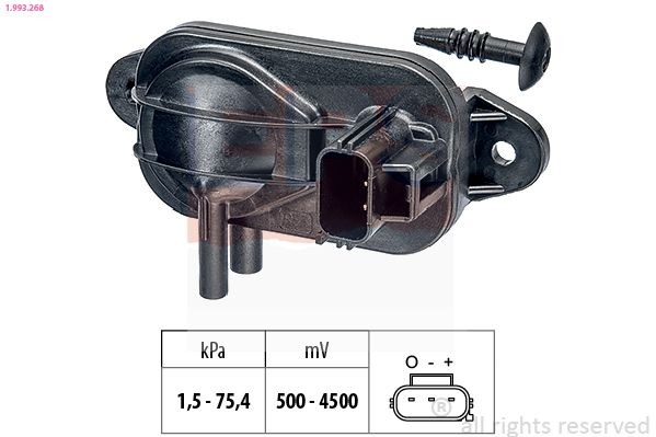 EPS 1.993.268 Air Pressure Sensor, height adaptation Pressure from 2 kPa, Pressure to 75 kPa, without connector parts, without connecting pipe, Made in Italy - OE Equivalent