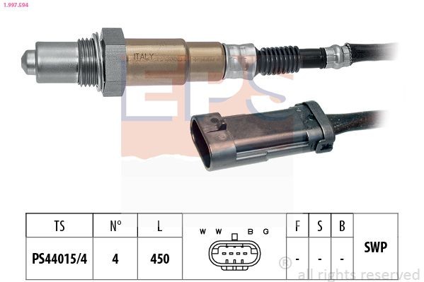 FACET 10.7594 EPS Made in Italy - OE Equivalent, Heated, Planar probe, Thread pre-greased, 4 Cable Length: 450mm Oxygen sensor 1.997.594 buy