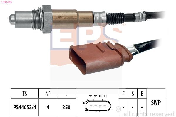 EPS 1.997.595 Lambda sensor Made in Italy - OE Equivalent, Heated, Planar probe, Thread pre-greased, 4