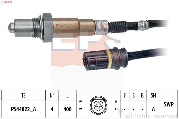 1.998.290 EPS Oxygen sensor MERCEDES-BENZ Made in Italy - OE Equivalent, Heated, Planar probe, Thread pre-greased, 4