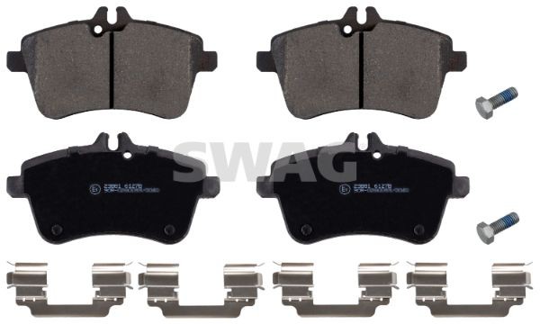 SWAG 10 91 6529 Brake pad set Front Axle, prepared for wear indicator, with attachment material