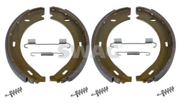 SWAG 10 93 1150 Handbrake shoes Rear Axle, with attachment material