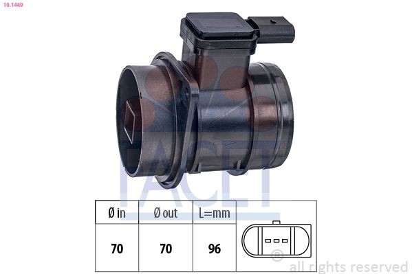 FACET 10.1449 Mass air flow sensor Made in Italy - OE Equivalent