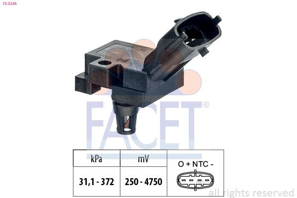EPS 1.993.248 FACET Pressure from 31 kPa, Pressure to 372 kPa, Made in Italy - OE Equivalent Air Pressure Sensor, height adaptation 10.3248 buy