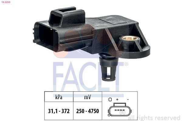 FACET 10.3250 Air Pressure Sensor, height adaptation Pressure from 31 kPa, Pressure to 372 kPa, Made in Italy - OE Equivalent