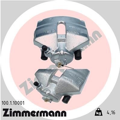 Calipers ZIMMERMANN Cast Iron Grey, Front Axle Left, without holder - 100.1.10001