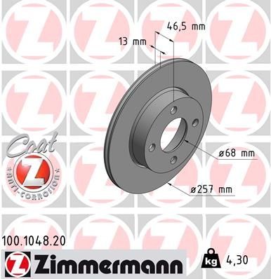 Great value for money - ZIMMERMANN Brake disc 100.1048.20