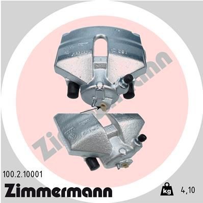 Caliper ZIMMERMANN Cast Iron Grey, Front Axle Right, without holder - 100.2.10001