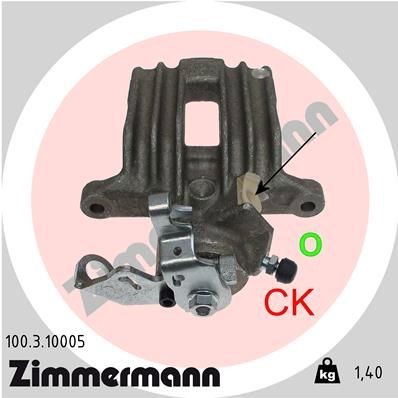 Brake calipers ZIMMERMANN Aluminium, Rear Axle Left, without holder - 100.3.10005