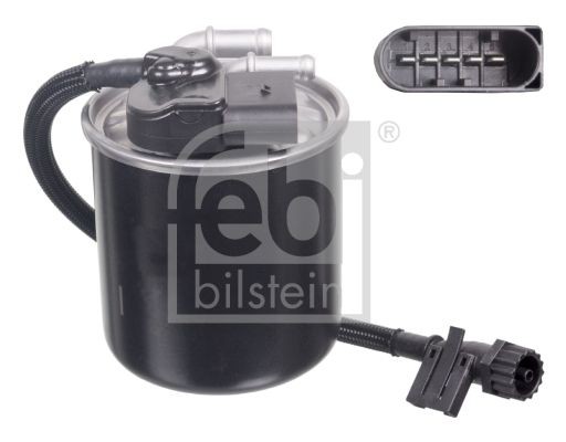 FEBI BILSTEIN In-Line Filter, with filter heating, with water drain screw Height: 124mm Inline fuel filter 100474 buy