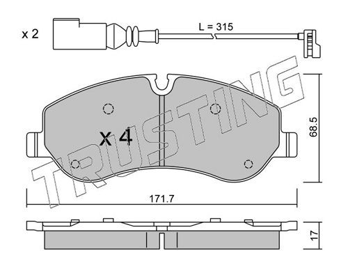 25602 TRUSTING incl. wear warning contact Thickness 1: 17,0mm Brake pads 1006.0 buy