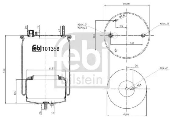 FEBI BILSTEIN 101358 Federbalg, Luftfederung für VOLVO FH 16 II LKW in Original Qualität