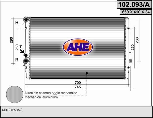 AHE 102.093/A Engine radiator 1J0.121.253 AC