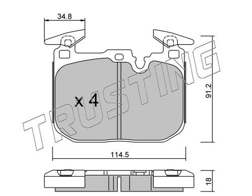 TRUSTING 1039.1 Brake pad set prepared for wear indicator