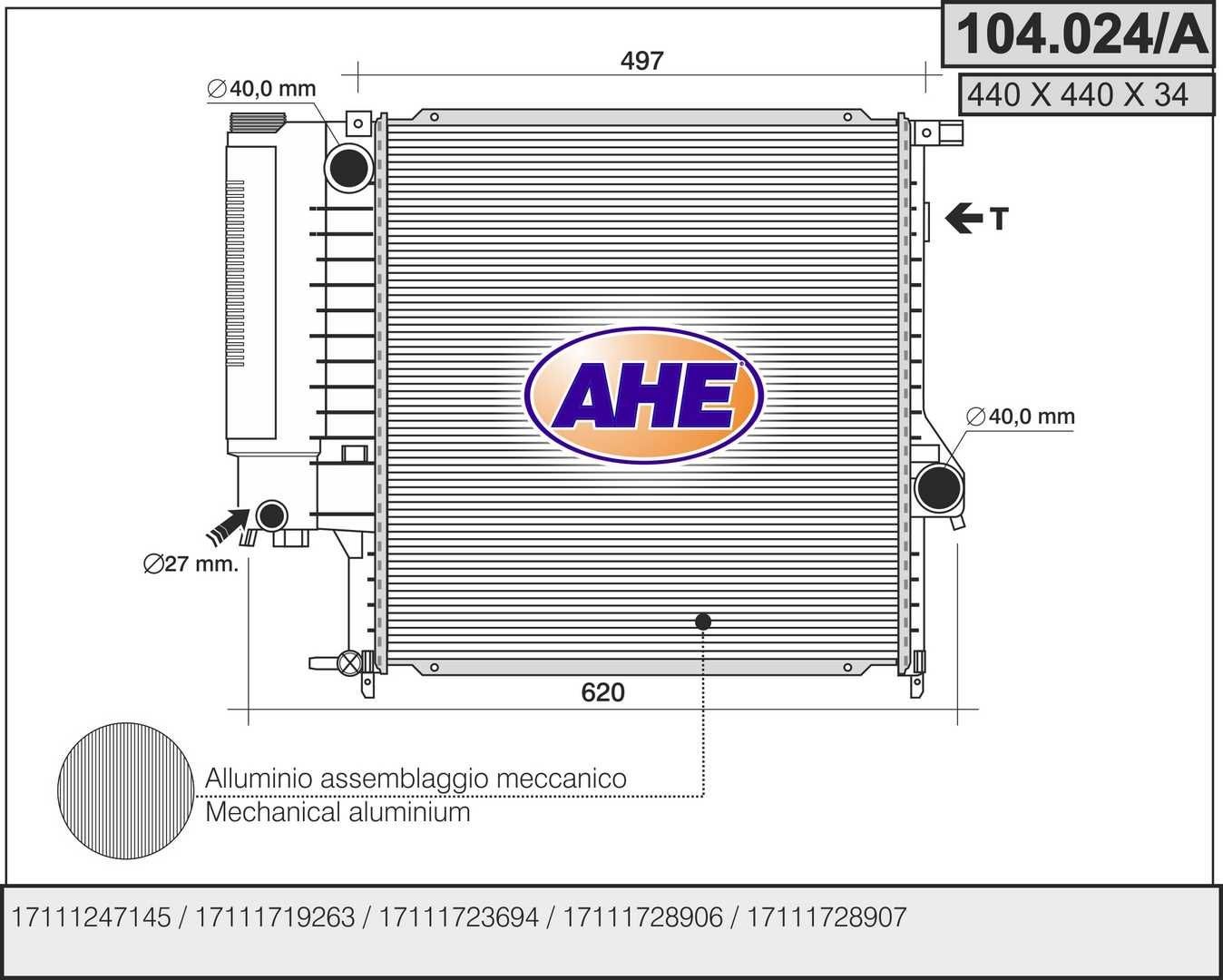 AHE 104.024/A Engine radiator 17 11 1 728 906