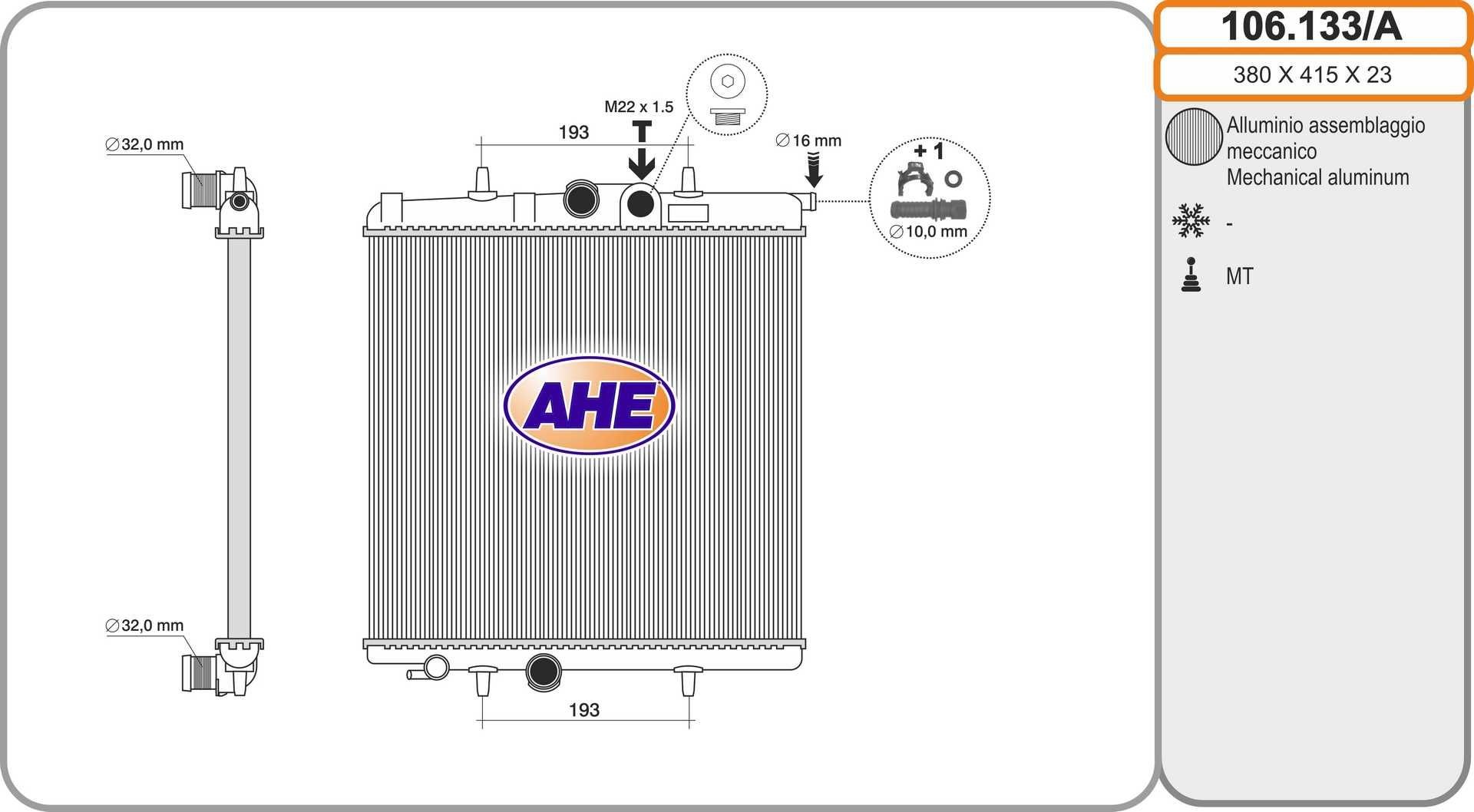 AHE 106.133/A Engine radiator 9647511480