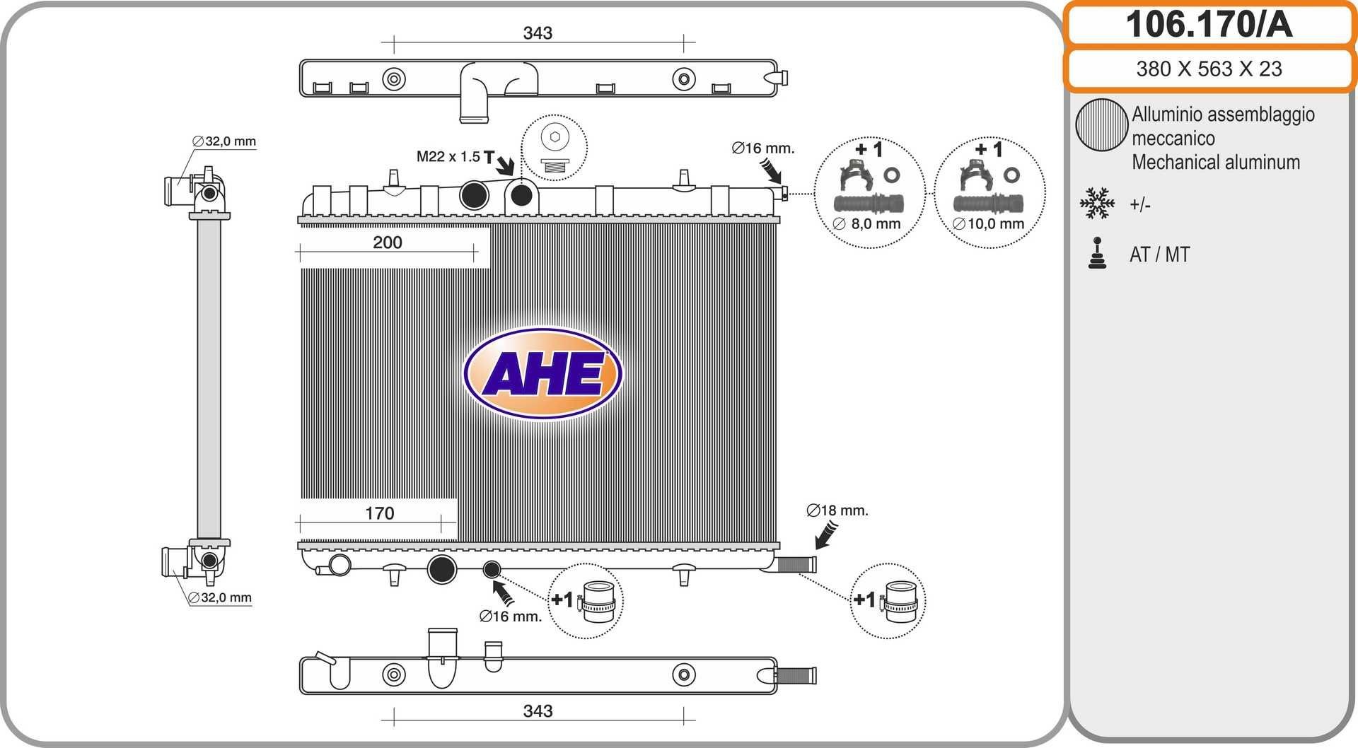 AHE 106.170/A Engine radiator 1330.B1