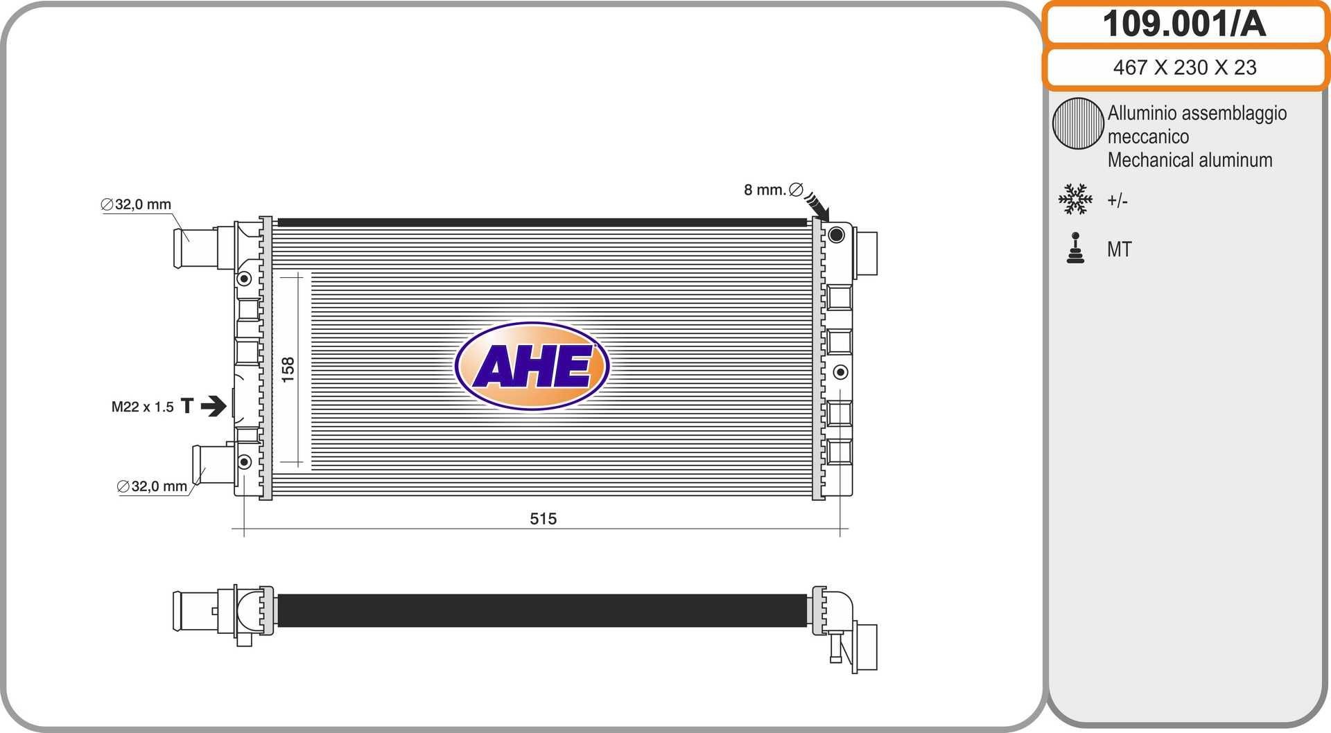 AHE 109.001/A Engine radiator 464 584 3