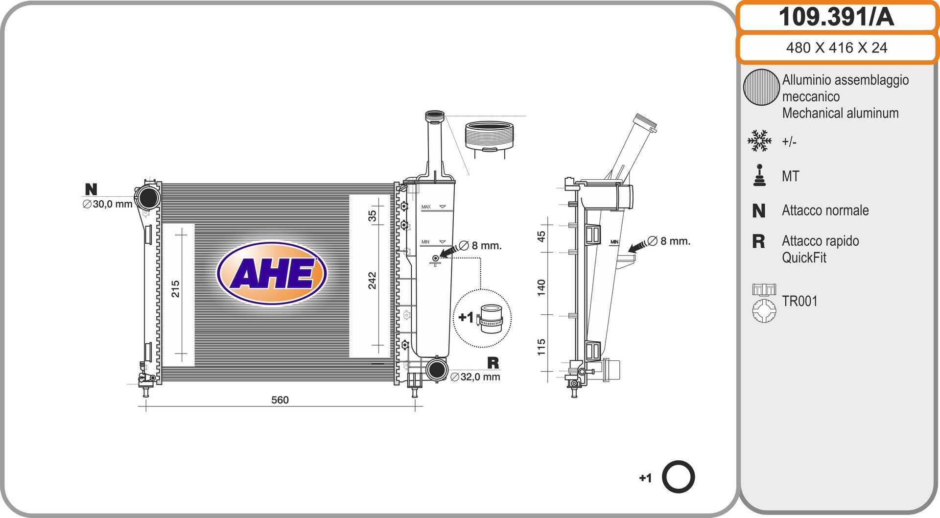 AHE 109.391/A Engine radiator 519 34 449