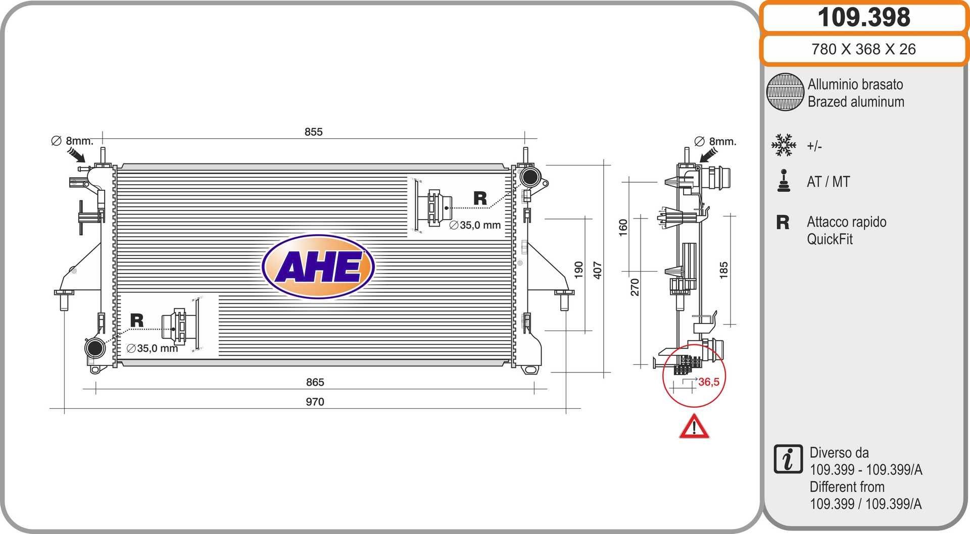 AHE 109.398 Engine radiator 13 6230 8080