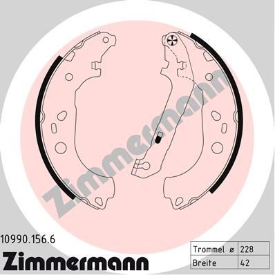 ZIMMERMANN 228 x 42 mm, with lever, Photo corresponds to scope of supply Width: 42mm Brake Shoes 10990.156.6 buy