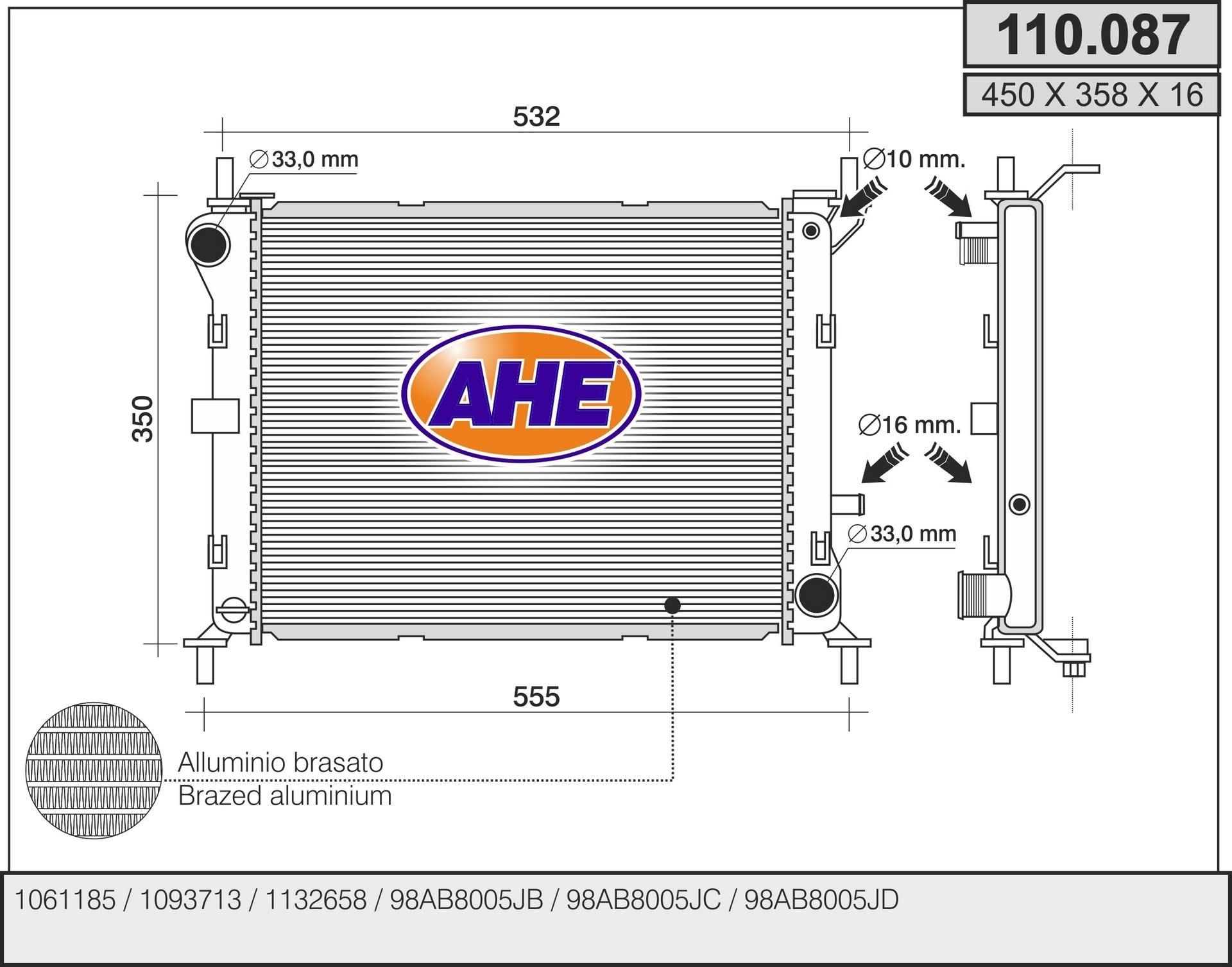 AHE 110.087 Engine radiator 1671968