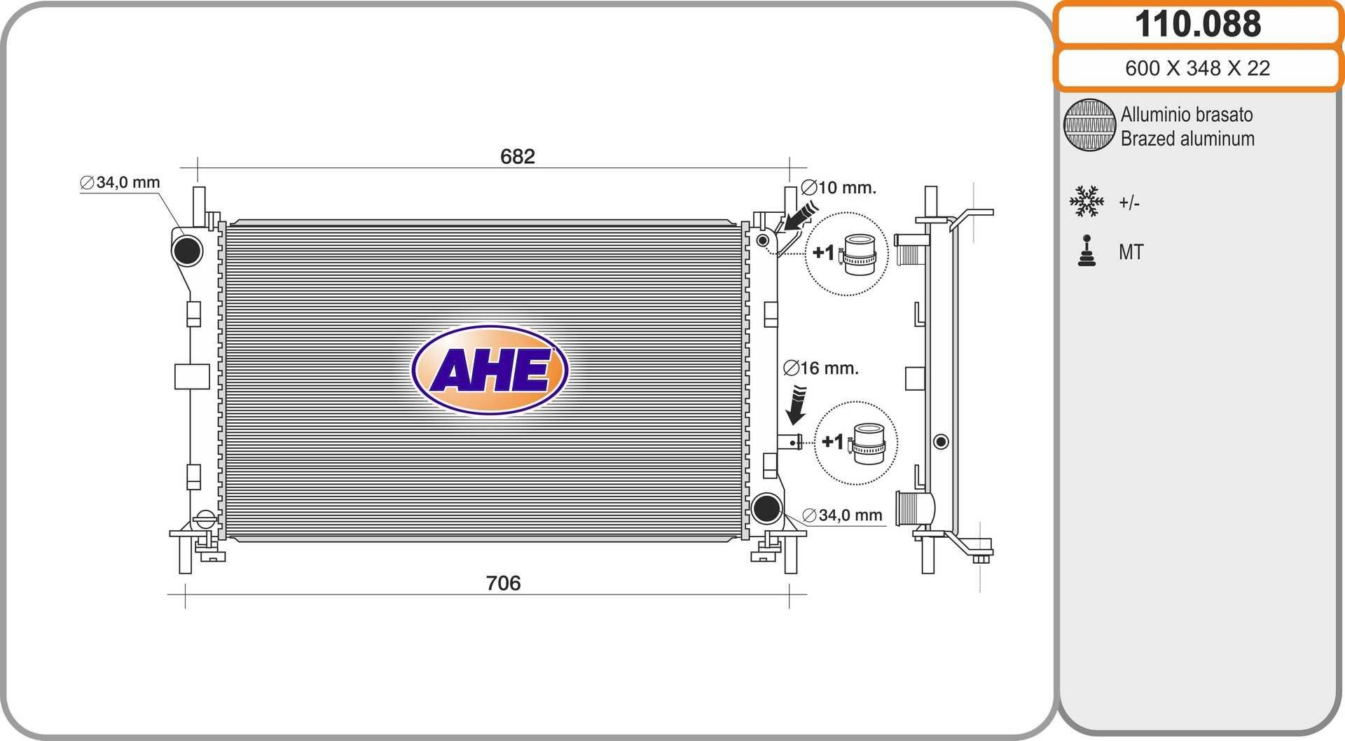 AHE 110.088 Engine radiator 98AB 8005 DF