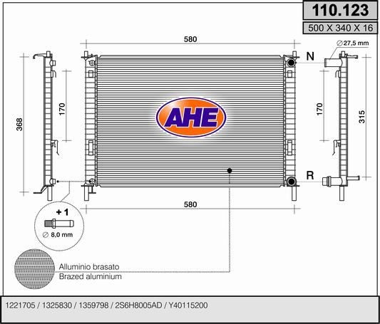 AHE 110.123 Engine radiator 4S6H-8005-EA