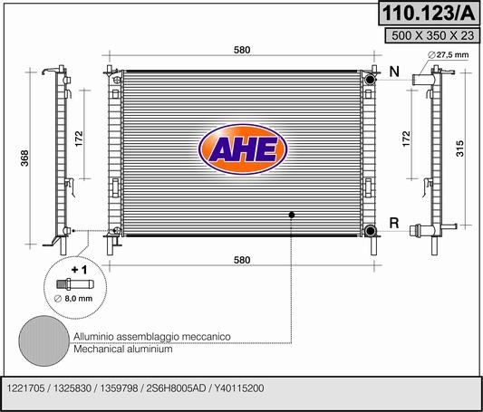 AHE 110.123/A Engine radiator 1325832