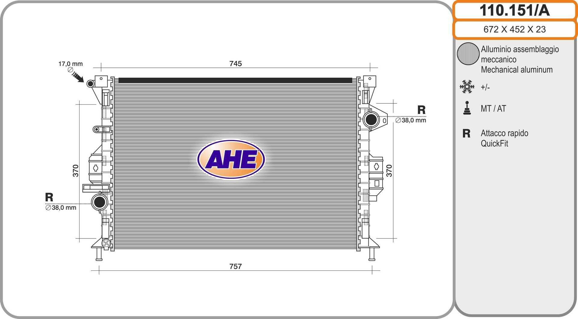 AHE 110.151/A Engine radiator 1477219