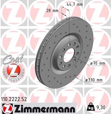 ZIMMERMANN 110.2222.52 Brake discs ALFA ROMEO GIULIA 2011 in original quality